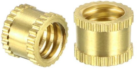TA-VIGOR 25Pcs Threaded Insert Knurled Nuts for Plastic, 1/4-20 Brass Female Heat Inserts, Brass Embedment Nuts for 3D Printing