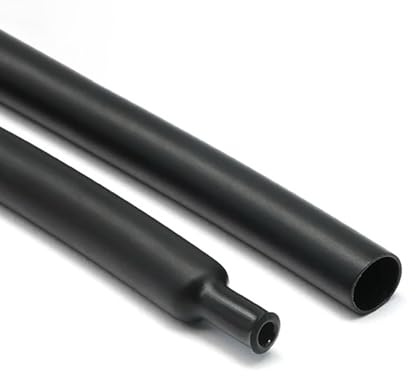 LEPEVNEY Guaina termorestringente da 4,8 mm, rapporto 3:1, rivestimento adesivo, per isolamento elettrico, riparazione cavi, colore nero, 4,8 mm x 3 m