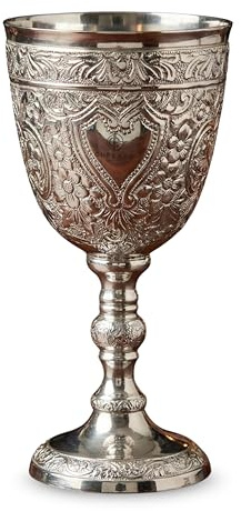 Silver Goblet – Vintage Style Decorative Drinking Cup – 150 ML Capacity – Floral Design Chalice for Home Décor, Collectors, Celebrations & Gifting