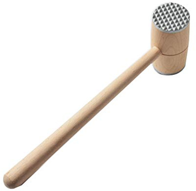 Naroote Martello Batticarne in Legno, Mazzuolo a Doppia Faccia con Teste in Alluminio, Pratico Strumento da per Intenerire Bistecche, Manzo, Pollo e Maiale, Uso Domestico e Al Ristorante