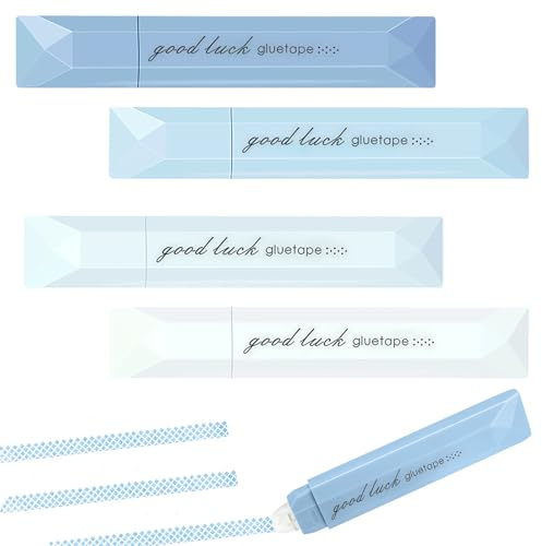 Simsky 4 Stück Doppelseitiger Klebestift, Kleberoller mit Starker Haftkraft für Scrapbooking, Basteln, Fotos & Karten, Sauberer Fotokleber für Schule, Büro & Zuhause, Blau