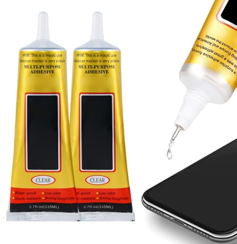 2 unidades de pegamento para pantallas de móvil de 110 ml, T8Ooo: pegamento para vidrio, tejidos, zapatos, plástico, modelismo y cerámica; pegamento para tejidos; pedrería para nail art (B)