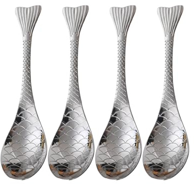 6.8 Creative (Fish) Spoons,304 Stainless Steel SHORT HANDLE Spoons (Set of 4)