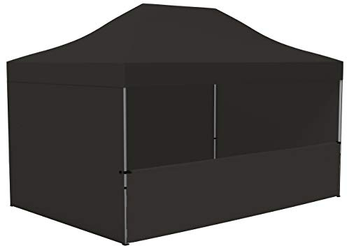 Vispronet Profi Faltpavillon/Faltzelt Basic 3x4,5 m, Schwarz, 4 Wände/Davon 1 Halbhohe Zeltwand, Stahl-Scherengitter, faltbar (weitere Farben & Größen)