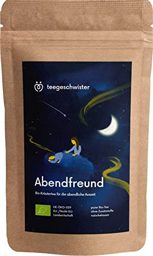 BIO Abendtee | Loser Kräuter-Tee für deine Auszeit am Abend | Natürlicher Melissentee mit Baldrian, Lavendel und Passionsblume | 85g loser Bio Tee | teegeschwister