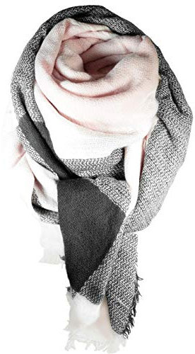 cosey – Bunter XXL-Schal, quadratisch in Rosa-Anthazit