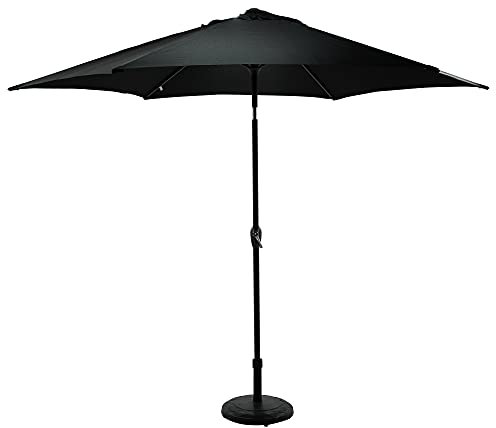 OMBRELLONE da Giardino Diametro 3 Metri PALO Centrale in Alluminio Grigio Antracite con Telo Nero