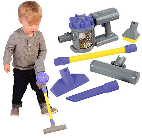 CP Toys 6 Piece Child-Sized Plastic Handheld Vacuum Cleaner with 4 Attachments and Extender Arm for Ages 3 Years and Up
