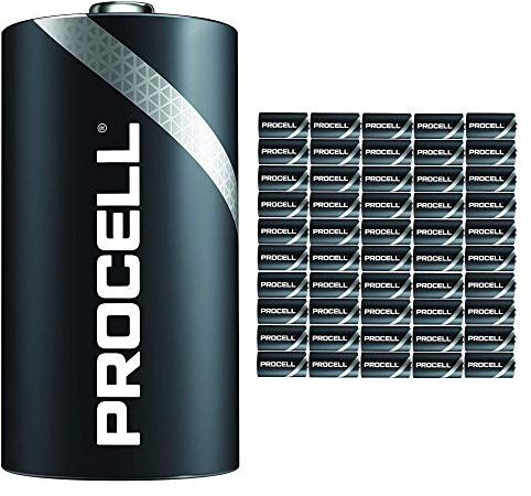 50 Pack - Duracell Procell D Cell Batteries | 1.5V Industrial Power Alkaline Battery | Home or Office Use | Car Air Freshener Promo Pack | Reliable Long Lasting Power
