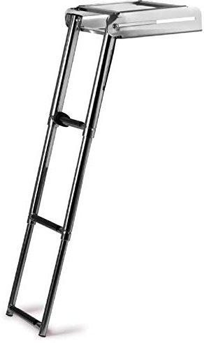 Nautika Teleskop-Badeleiter für Bootsplattform Edelstahl 3 Stufen 22 x 87 cm Unterbau Badeplattform Heckleiter Klappbar Bootsleiter