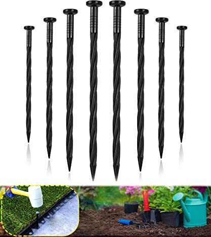 Meboyz Lot de 100 Clous de Bordure en Plastique de 20,3 cm, piquets d'ancrage en Spirale en Nylon pour Bordure de pavé, barrière Contre Les Mauvaises Herbes, Gazon Artificiel et Plus Encore (Convient