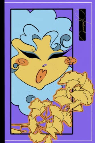 Ginkgo Journal: Quaderno appunti floreale Ginkgo Biloba, a righe viola e giallo
