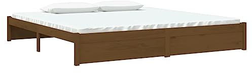 vidaXL Massivholzbett Doppelbett Bettgestell Lattenrost Bett Bettrahmen Holzbett Schlafzimmerbett Schlafzimmermöbel Honigbraun 200x200cm