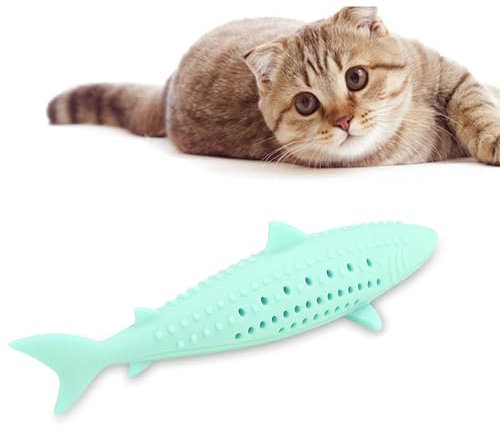 Katzenminze Fisch Katze Spielzeug,Simulation Fisch,Interaktive weiche Katze Kauspielzeug Silikon Kätzchen Zähne Reinigung Spielzeug Fisch Form Katze Spielzeug