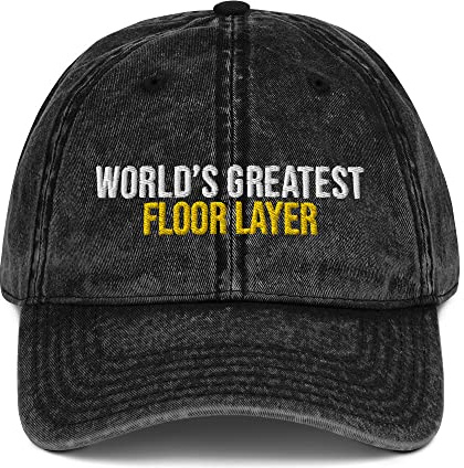 World's Greatest Floor Layer Hat (Embroidered Vintage Cotton Twill Cap) Floor Layer Apparel Black