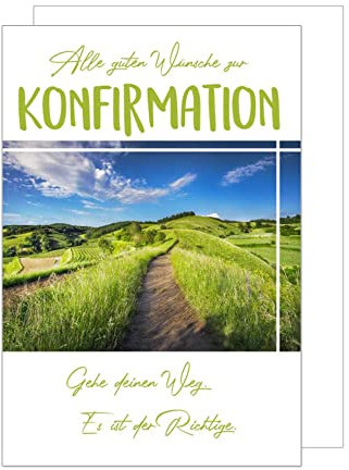 Edition Seidel Premium Glückwunschkarte zur Konfirmation mit Umschlag. Konfirmationskarte mit Spruch Karte Grusskarte Weg Natur Landschaft Junge Mädchen (KF286 SW023)