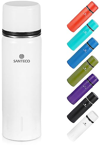 SANTECO Bouteille Isotherme en Acier Inoxydable 1L, 500ml - Bouteille avec Tasse - Café Double Paroi au Travail, Voyage, Ideal pour Thé et Eau, Sans BPA - Boissons Chaudes ou Froides