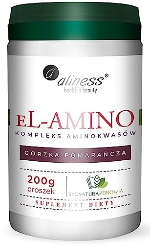 Aliness - el-AMINO - Aminosäurekomplex - Bitterorange-Geschmack - Nahrungsergänzungsmittel - Veganer - Vegetarier - 200g Pulver