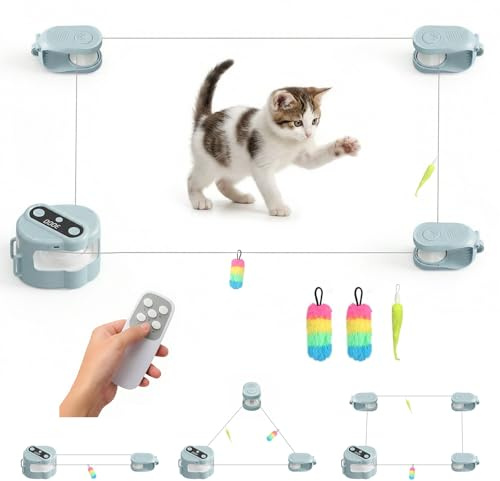 Interaktives Katzenspielzeug für Wohnungskatzen – Automatisches Katzenlaufspielzeug mit simuliertem Jagdmodus, einstellbare Geschwindigkeit, elektrisches Beschäftigungsspielzeug für Katzen (Grün)