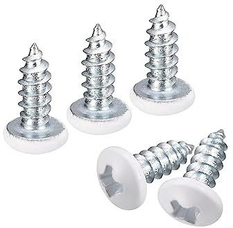 QUARKZMAN ST4x10mm Tornillos Autorroscantes, 50uds Tornillos Autoperforantes de Cabeza Alomada Phillips, Madera Tornillos Blanco de Acero Inoxidable para Carpintería