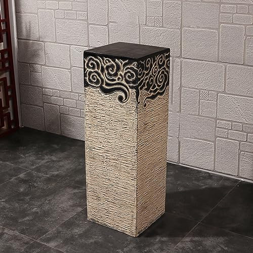 ARCVOX Xiangyun Pedestal Column Plant Stand, Yard Porch Columns & Pillars, Asian House Decor Antique Stone Finish, Traditional Pillar Statue Sculpture (Size : Size XL)