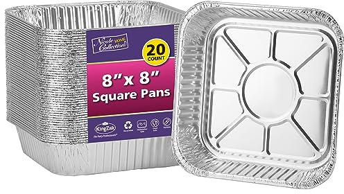 Nicole Home Collection 8x8 Aluminum Pans (20 Pack) 8 Inch Foil Pans - Cake Pans - Aluminum Square Pans - Disposable Food container - great For Cake Baking, Cooking, Heating, Freezing, Prepping Food