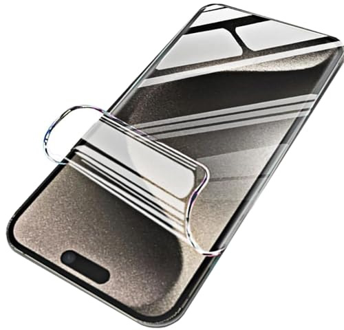 Pellicola Protettiva per iPhone 15 Pro Max, Compatibile con ID Impronte Digitali, Hydrogel Flessibile Importazioni Proteggi Schermo Anti-Bolle, Anti-Impronte, Anti-scratch, Pacco da 2