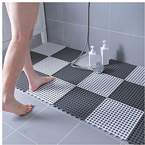 duschmatte rutschfest badematte rutschfest badematte Holz rutschfeste Spleiß-Interlock-Matte aus PVC, wasserdichte, schneidbare Schwimmbad-Küchen-Badewannen-Bodenmatte, 4 Farben (Farbe: Grau