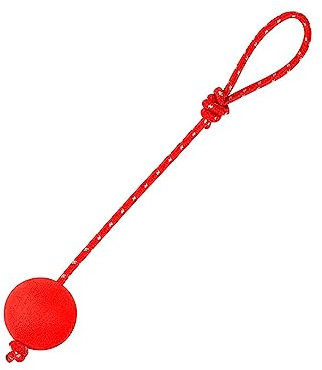 PRIMUZ Ball mit Seil Hundespielzeug - Interaktive Seilbälle aus Gummi,Elastische Vollgummi-Hundebälle, Kauspielzeug für mittelgroße und große kleine Hunde, Gummi-Hundeseilbälle zum Fangen und