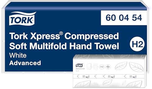 Tork Xpress komprimierte weiche Multifold-Papierhandtücher Weiß H2, Advanced, 2‑lagig, M‑Falz, saugfähig, 6 × 200 Tücher, 600454