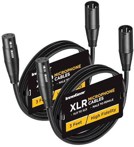 InnoGear XLR Microphone Cable 3 Feet 2 Pack Male to Female 3-Pin Balanced XLR Mic Cables Cord for Speaker Podcast Audio Mixer