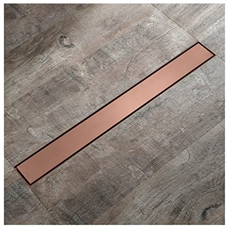 Generisch Linearer Duschablauf, unsichtbarer Bodenablauf aus Edelstahl 304, 23,6 Zoll, rechteckiger linearer Ablauf, Roségold, hoher Durchfluss, Duschablauf mit Haarfänger, Messingkern