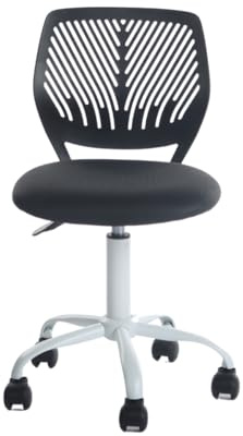 FurnitureR 1 Set Bürostuhl, höhenverstellbar, Drehstuhl mit Design der Rückenlehne mit kleinem Loch, Schreibtisch ohne Armlehnen, Bürostuhl, Schlafzimmerschreibtisch, Schwarz