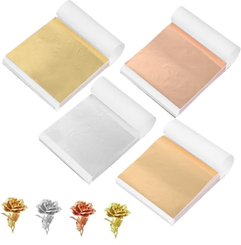 PLAFOPE 400 Blatt Nageldekoration Folienflocken Folienpapier Metallic Flocken Vergoldungsflocken DIY Zubehör Kupferflocken Metallic Papier Dekoratives Bastelpapier Goldfolie