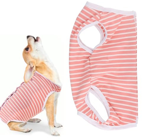 Dokeno Combinaison de Récupération pour Chiens et Chat Anti-Léchage Body Post Operatoire pour Chien Alternative Collier Électronique à Cône Body pour Chien Après Opération Castration (Rose, M)