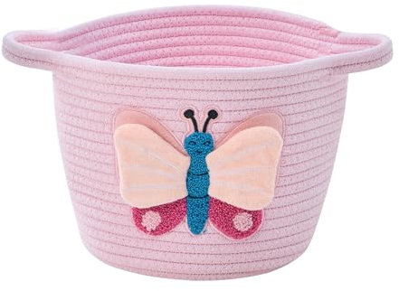 Butterfly Baumwollseil Baby Aufbewahrungskorb Tierdesign Spielzeug Aufbewahrungsbox, mit Griff, waschbar, geeignet für Babyzimmerdekoration (weiß)