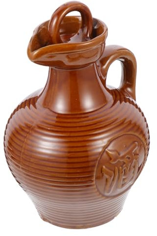 OKUMEYR Keramik Weinkrug Tragbarer Weinbehälter Mit Auslaufsicherem Deckel Für Zuhause Bar Camping – 500 Ml Trinkweintopf Mit Griff Und Konischem Ausguss