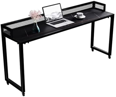 Mobile Comter Workstation Schreibtisch mit Rollen, Schwarz (Größe: 140 × 45 × 80 cm)