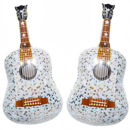 2 Pcs Giant Guitar Party Balloons 35 Inch/Music Note Guitar Birthday Party Decorations/Taylo Singer Party Decorations/Demon Hunters Rock Guitar Supplies/Disco Balloons Inflatable Guitar Ball Balloons