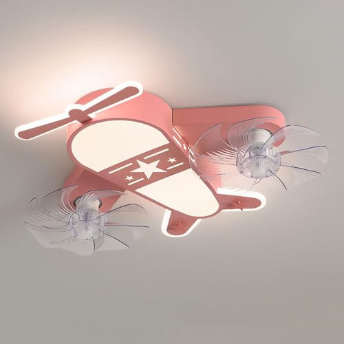 LLXDFUU Lámpara De Techo Regulable Para Habitación De Niños, Ventilador De Avión, Lámpara De Techo Para Dormitorio Infantil Con Interruptor De Pared, Protección Ocular De Espectro Completo, Regulación