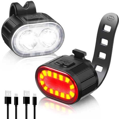 Blendura Luci Bicicletta LED, Luci Bici USB Ricaricabili 4+6 Modalità Luce Bicicletta Anteriore & Posteriori IPX4 Luci per Bicicletta Adatto per Varie Bici