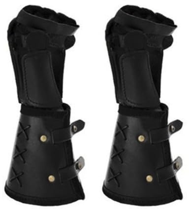ARSBORUI 1 Paar Mittelalterliche Armschienen Mittelalterliche PU Leder Schnalle Armschienen Handgefertigte Retro Armschützer Ritter Renaissance Panzerhandschuhe für Halloween Cosplay Karneval