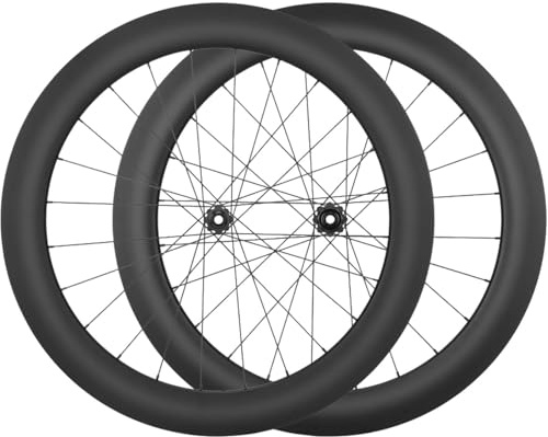 Set Di Ruote For Bici Da Corsa In Fibra Di Carbonio 700C, Altezza 28/32/35/38/42/45/50/55/60/65/73MM, Perno Passante, Freno A Disco Con Bloccaggio Centrale, Mozzi 24H For Cassetta A 8/9/10/11/12 Veloc