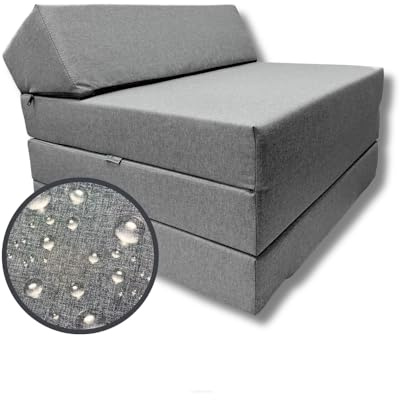 FORTISLINE Campingmatratze 200x70x10 cm mit Kopfteil - Faltbare Klappmatratze für Wohnwagen, Wohnmobil und Caravan, 3-teilig, wasserabweisend, Reisematratze, Gästematratze, Oeko-TEX