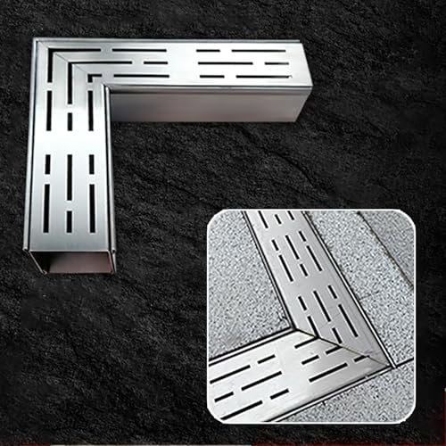 Entwässerungsrinne Abdeckung U-förmiger Rinnenablauf aus Edelstahl 304 für den Außenbereich, Regenrinnen-Set für den Boden, 5–7 cm, mit Gitterrost für Terrassen-/Patio-Kanalisation/Küche, schmales(#1C