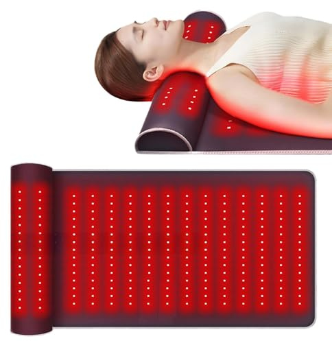 Esterilla De Terapia De Luz Roja Con Soporte Para El Cuello, Manta De Terapia De Luz Infrarroja De Doble Longitud De Onda (660 Nm Y 850 Nm), Alivia El Dolor De Cuello, Espalda, Cintura Y Hombros