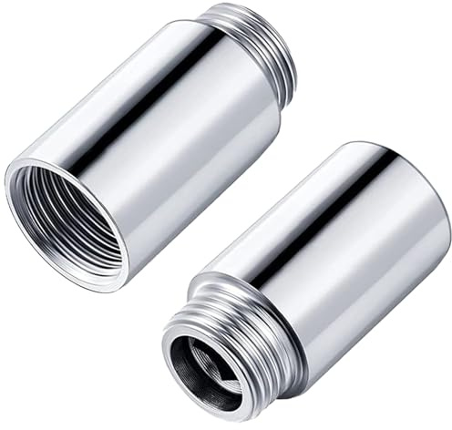 QZKJQDD Hahnverlängerung G1/2 Zoll x 30 mm, 2 Stück HahnverläNgerung, Fitting Edelstahl 1/2 Zoll VerläNgerung für WasserhäHne, Eckventile, DuschköPfe, GewindeverläNgerung, Wasseranschluss (3 cm)
