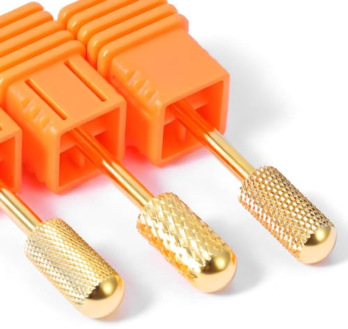 Lot de 3 embouts de ponceuse à ongles en carbure de tungstène pour manucure et pédicure (XC & M & XF Gold)