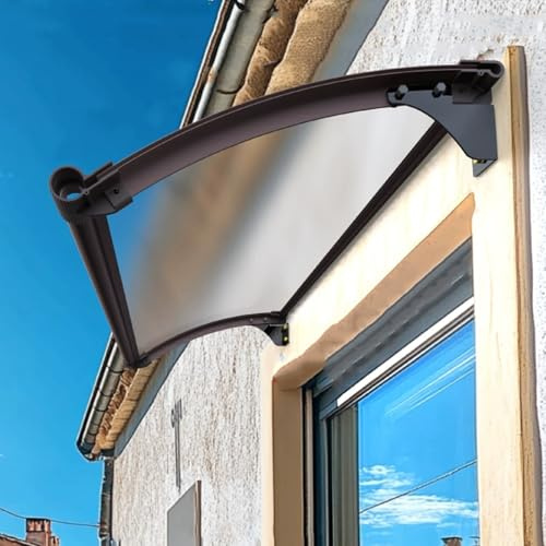 Tettoia Per Porta O Finestra,Tenda Da Sole in Lega Di Alluminio Con Grondaia,Pensilina in Policarbonato Telaio,Garden Pensilina Da Esterno Per Porte D'ingresso Con Staffa (45x70cm/18x28in,A)