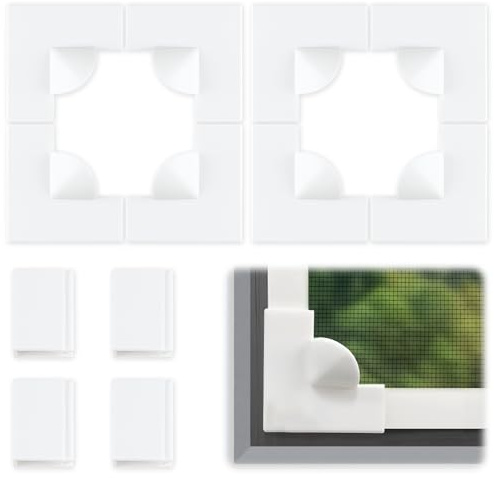 Magnetic Window Screen Accessories – 8 Pack Screen Corners & 4 Pack Window Clips, Compatible with Most Magnetic Window Screens (2 Sets)